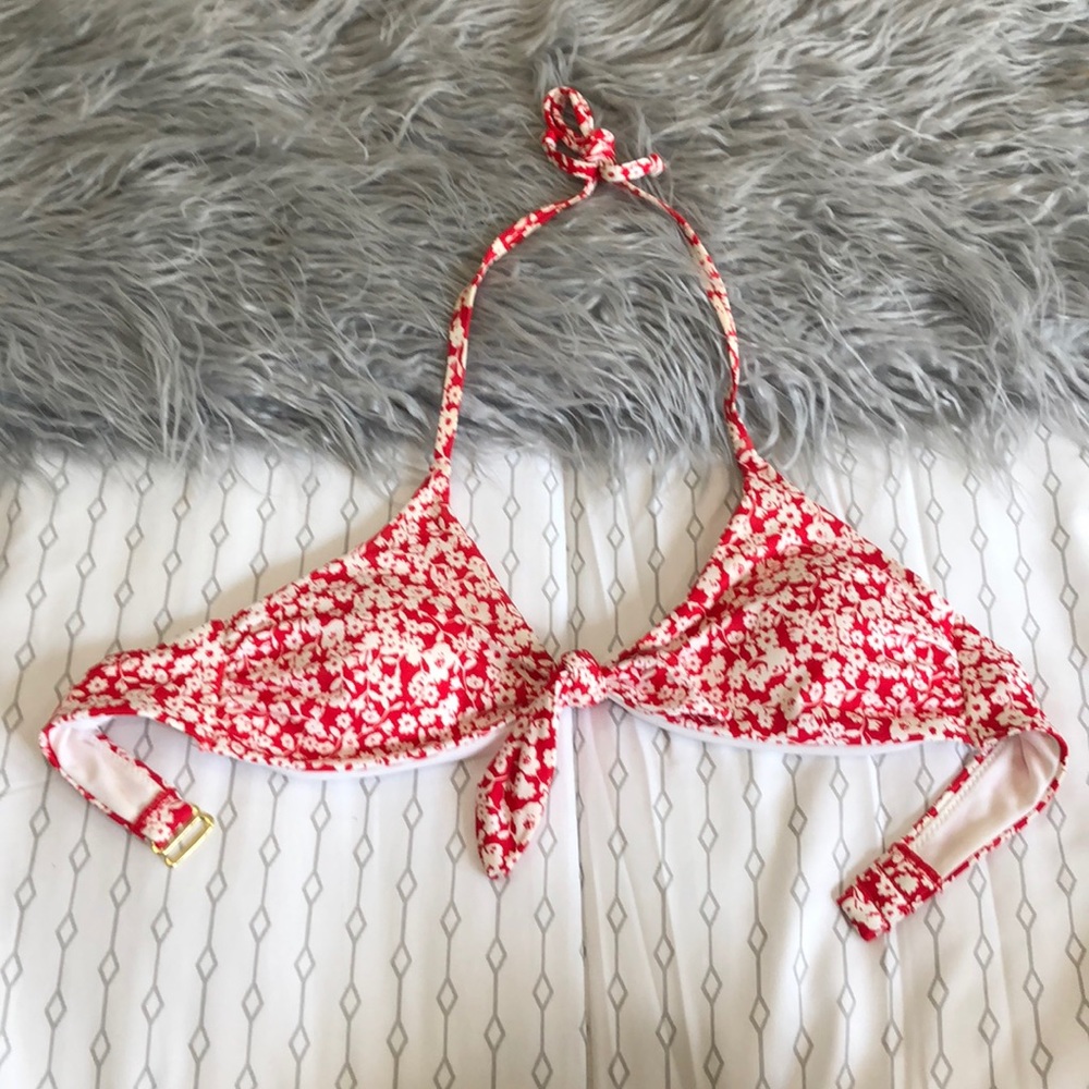 NWOT Red Floral Bikini Top!